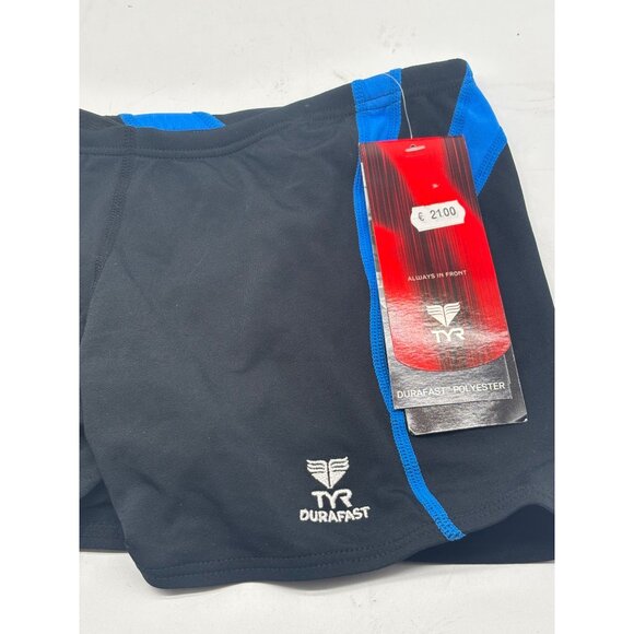 TYR Boy's Durafast One Alliance Splice Swim Boxers, Black/Blue, Sz. 24 - Picture 4 of 8